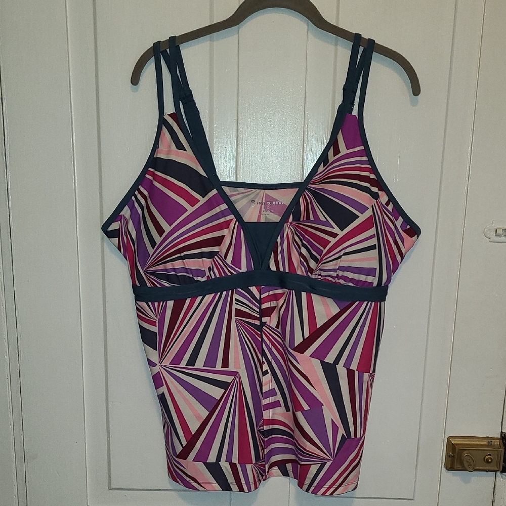 Free Country Geometric Print Swim Tankini Top